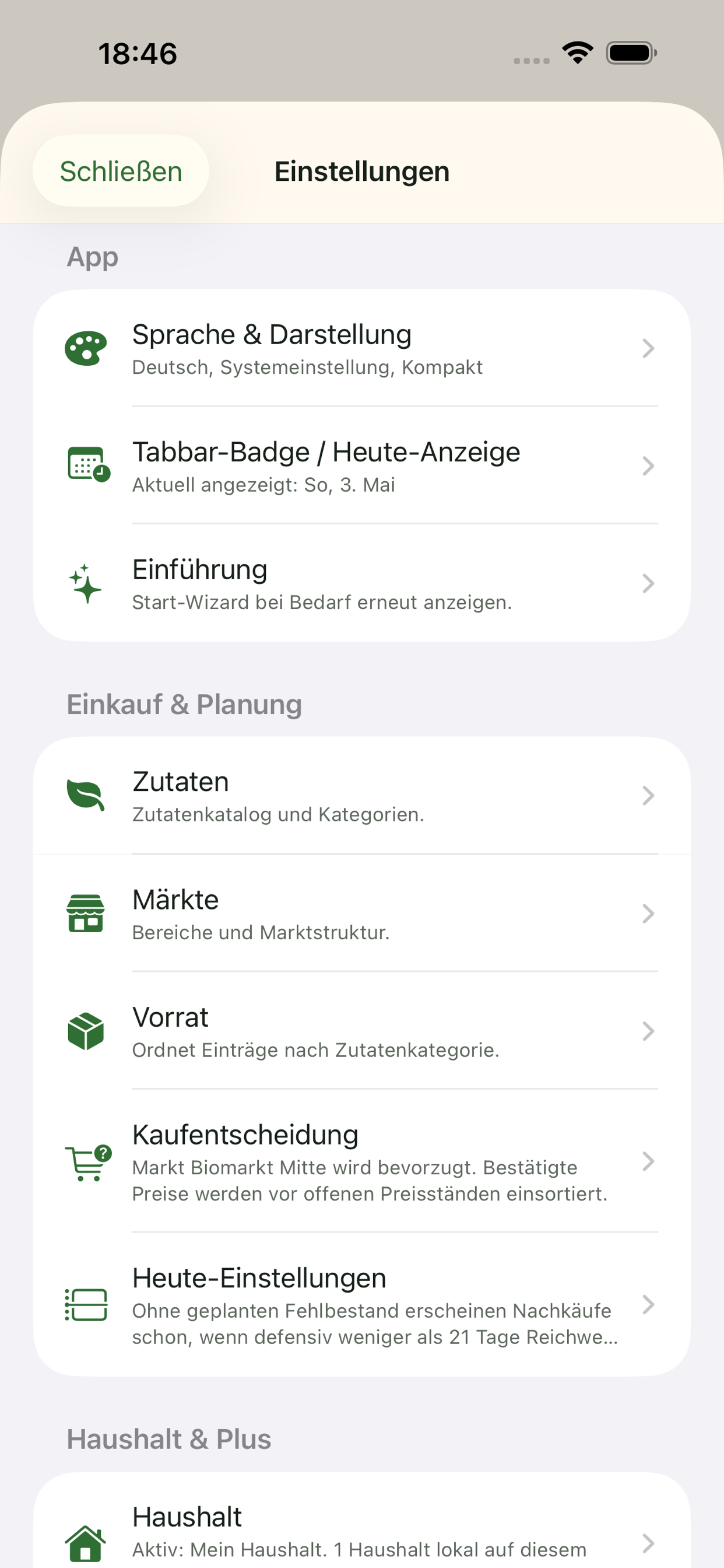 Einstellungen für die Heute-Empfehlungen