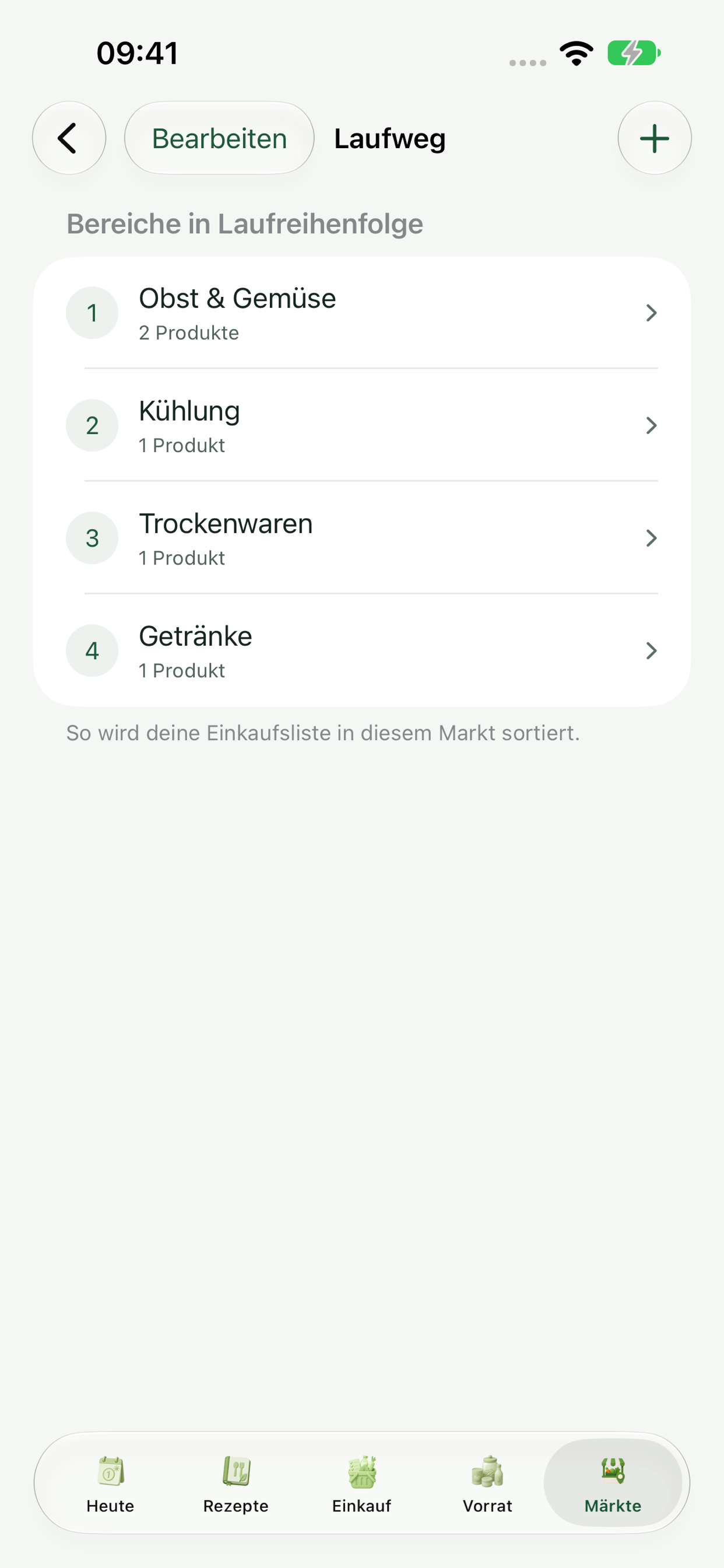 Laufwegansicht für den Einkauf im Markt