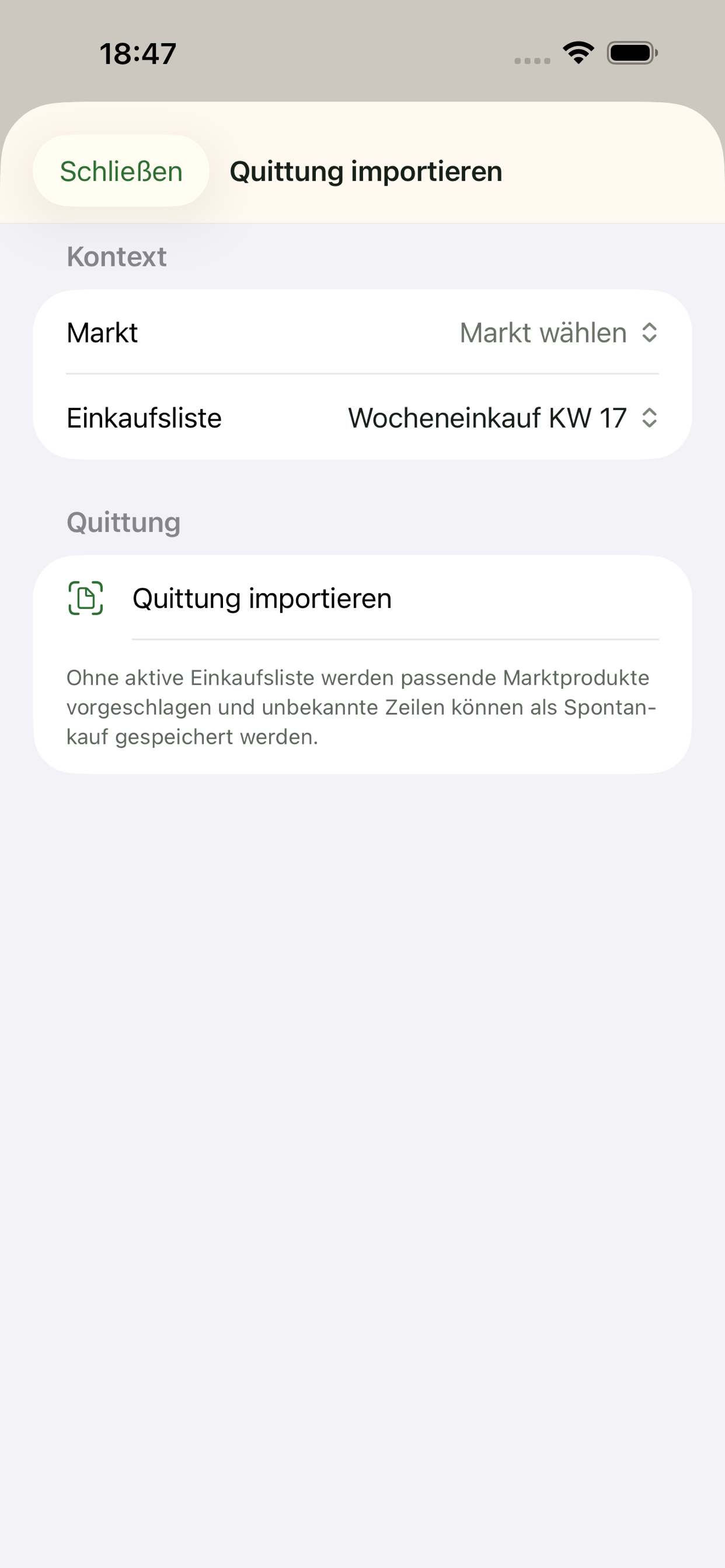 Belegimport mit erkannten Positionen